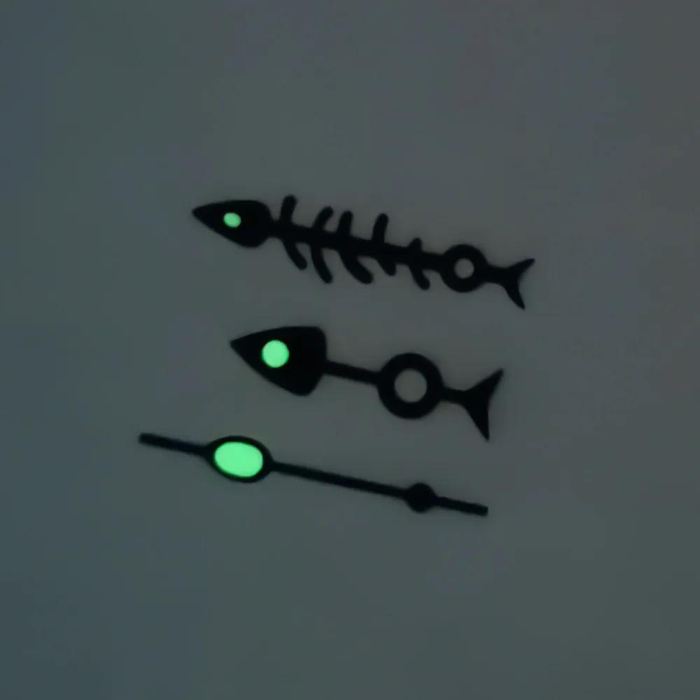Aiguilles en acier pour montres, aiguilles en os de poisson, pointeur vert lumineux, pièce de rechan