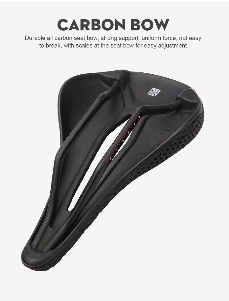 Selle de vélo imprimée en 3D ultralégère en Fiber de carbone, coussin de siège de vélo de route et d