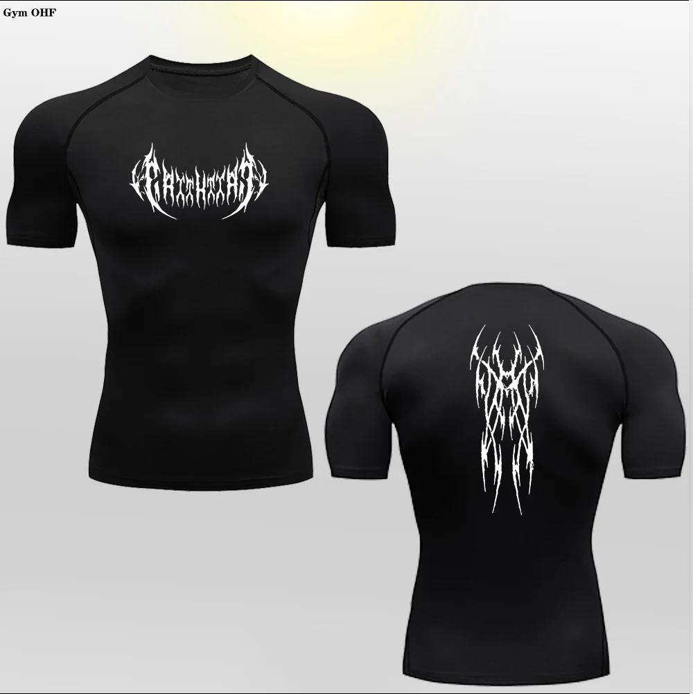 T-shirt compression homme manches longues séchage rapide gym fitness seconde peau entraînement