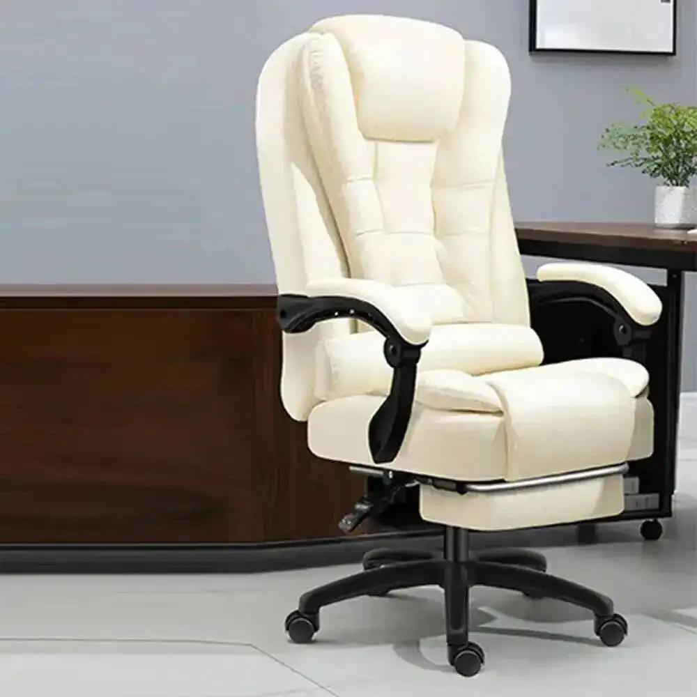 Chaise de Massage de bureau, coussin rotatif en Latex à dossier haut, en cuir, confortable avec repo