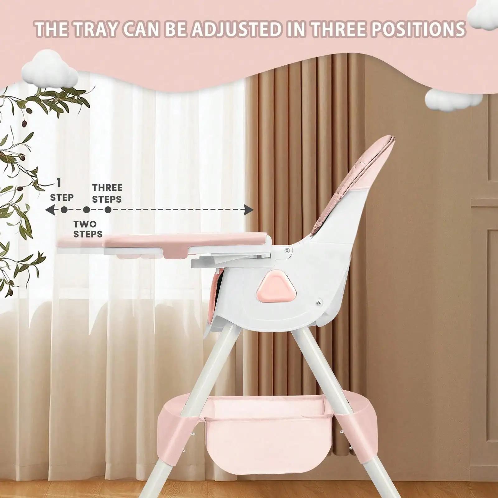 Chaise haute bébé 3 en 1, chaise haute pliable et réglable pour bébés avec plateau amovible, ceintur