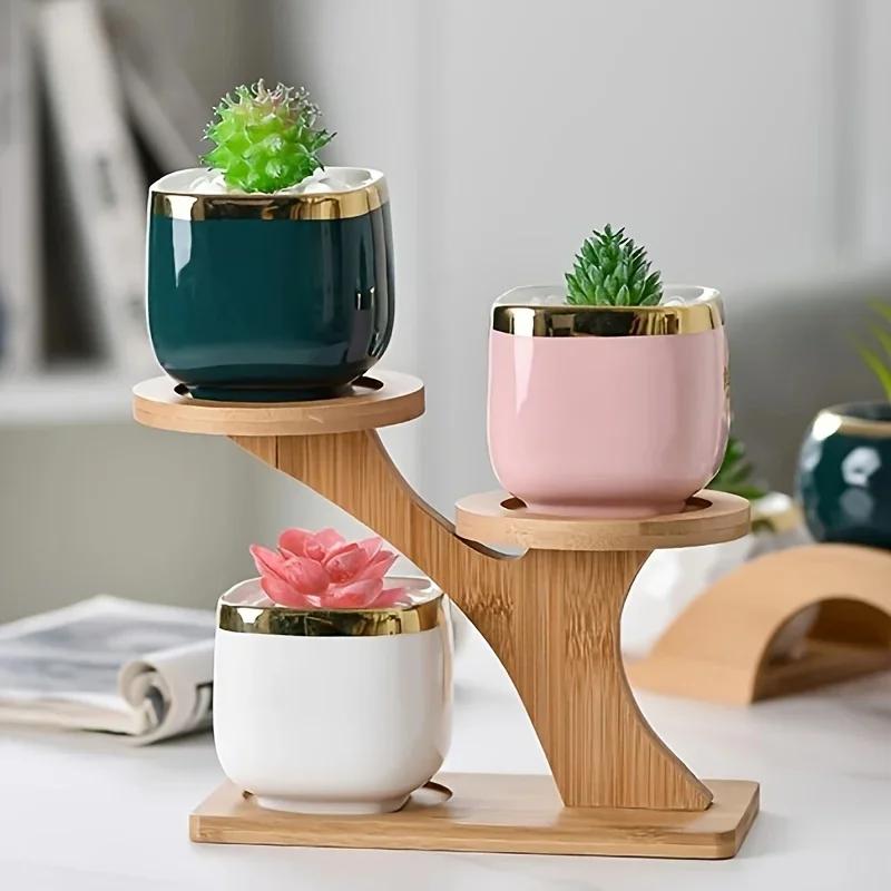 Support multifonctionnel pour plantes en bambou, décoration de maison/bureau/balcon, cadeau parfait 
