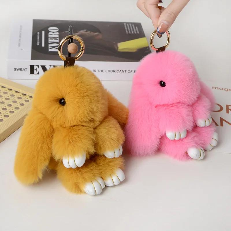 Porte-clés boule de lapin en peluche pour femme, mini lapin, décoration de sac, pendentif, accessoir