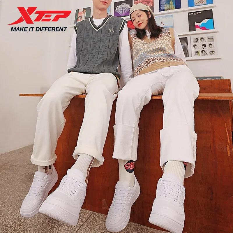 Xtep femmes chaussures de skateboard femme printemps antidérapant femmes chaussures de marche blanc 