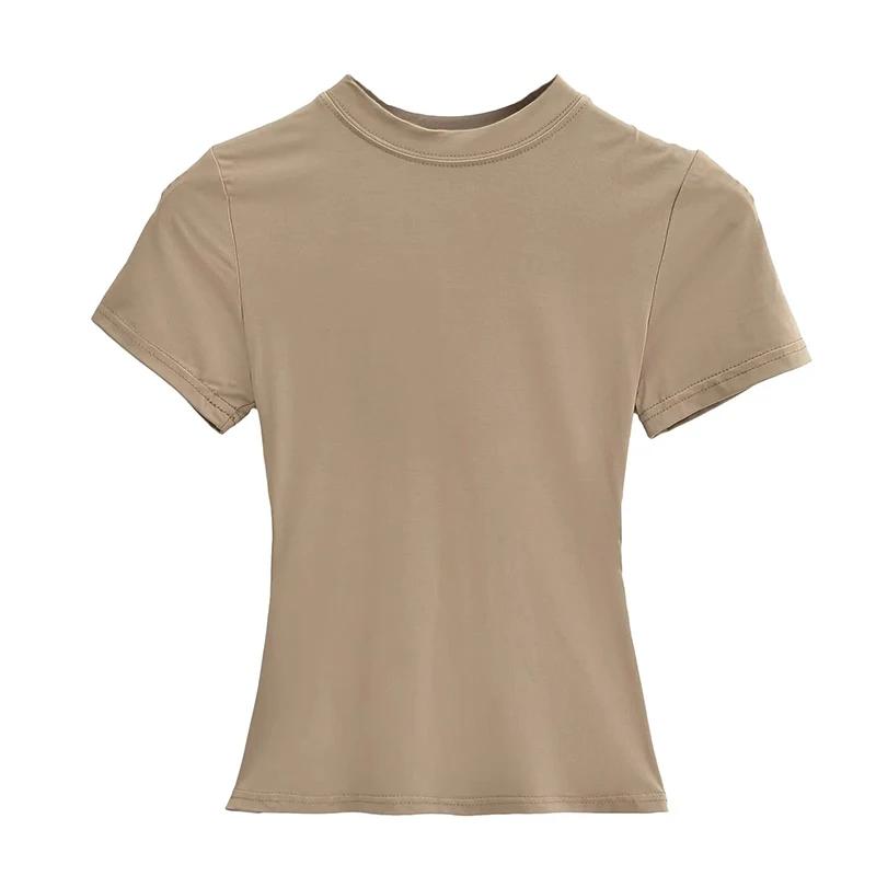 T-shirt Manches Courtes pour Femme, Décontracté, Sexy, Slim, Tendance, Solide, de Haute Qualité, Y2K