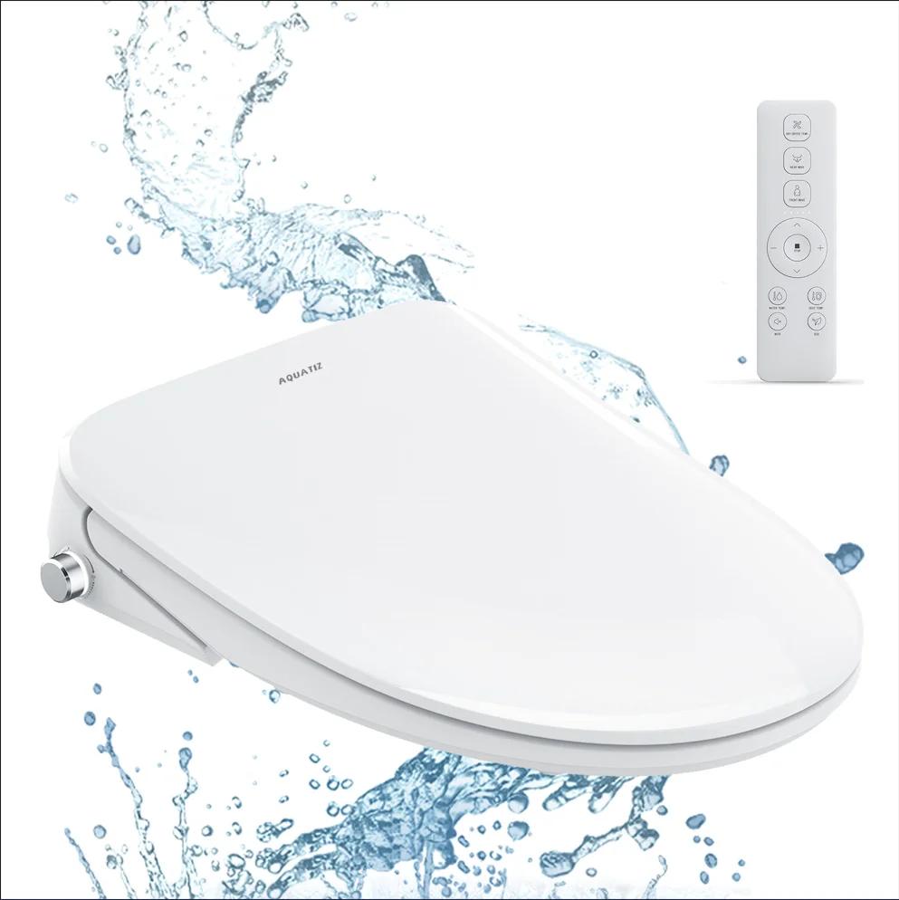 AQUATIZ Bidet de toilette intelligent allongé, siège de toilette électrique à clipser, eau chaude ré