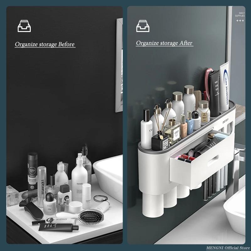 MENGNI-support de brosse à dents à Adsorption magnétique inversée, presse-dentifrice automatique mur