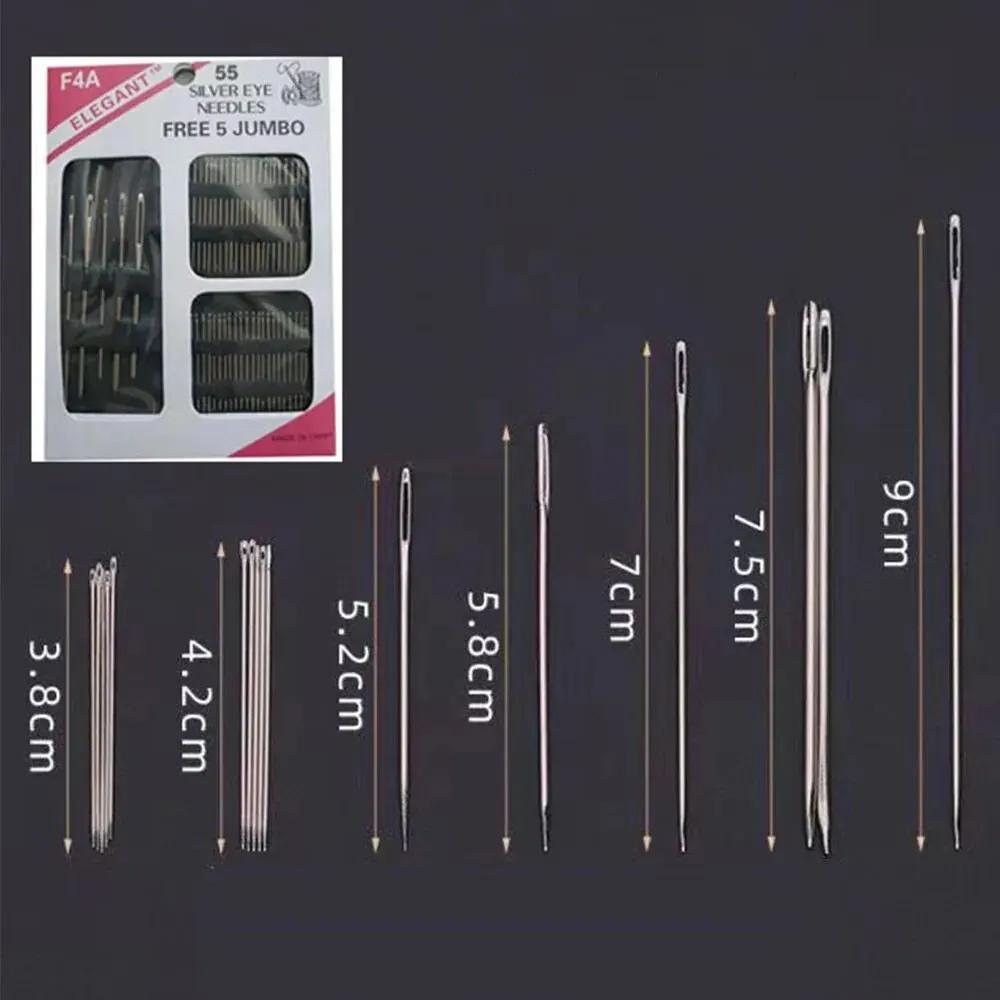55 Pièces En Acier Inoxydable Big Eye Main Aiguilles à Coudre avec Différentes Tailles pour Couture 
