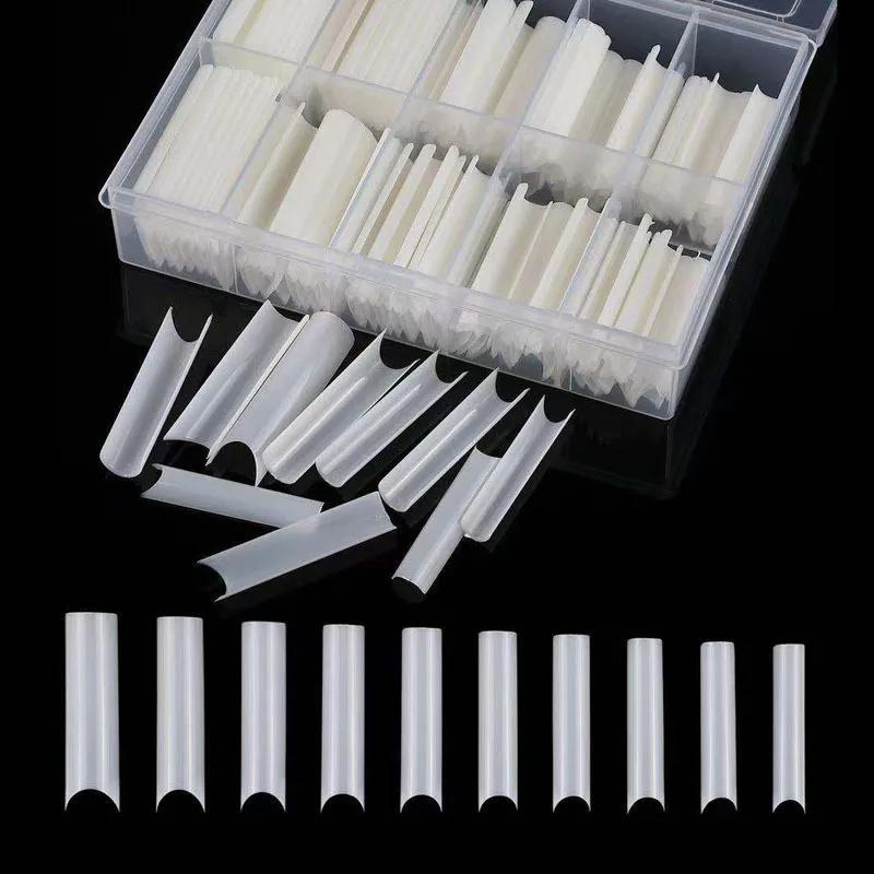 200/240 pièces XXL carré presse sur faux ongles conseils C incurvé droit acrylique Extra Long clair 