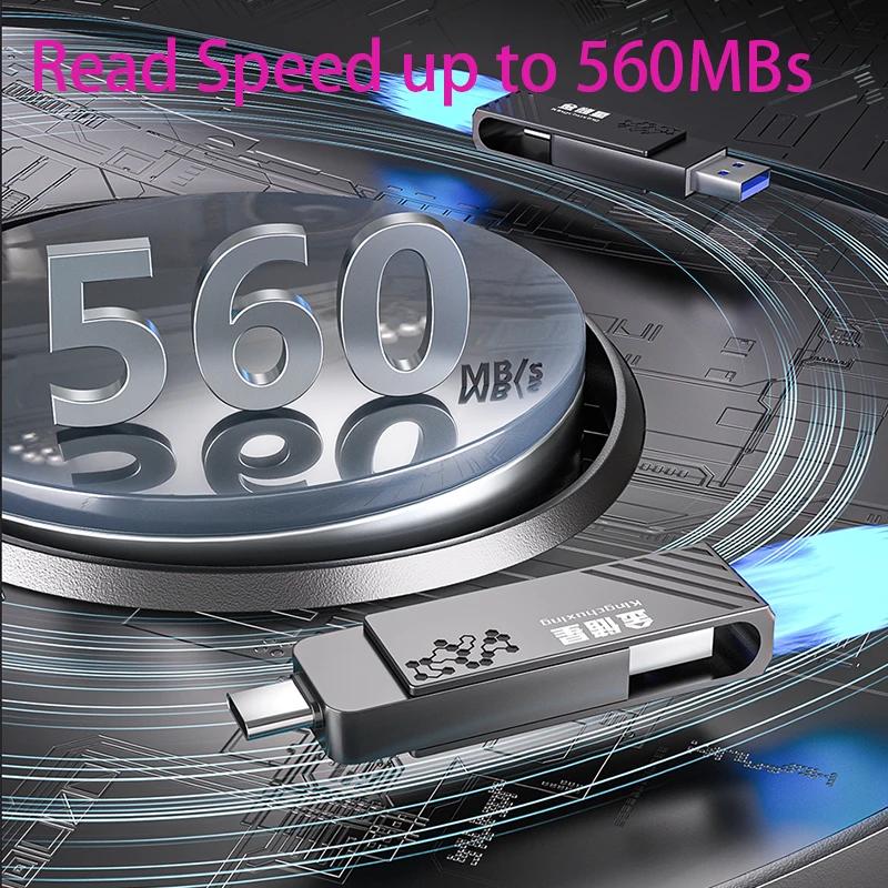 Kingchuxing clé USB type-c à semi-conducteurs haute vitesse 128GB 256GB 512GB disque dur Mobile doub