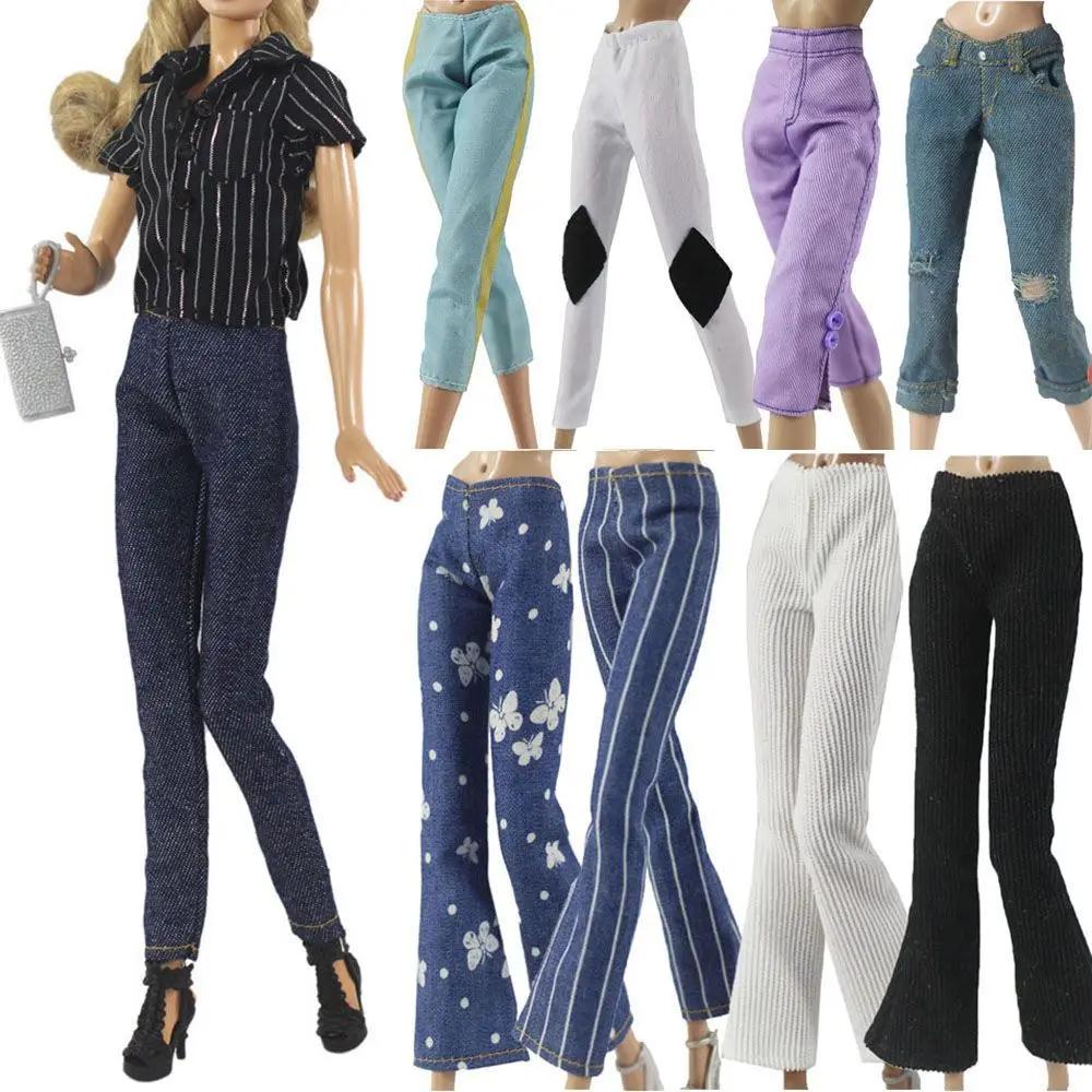 Jeans floraux multi-styles pour poupées, pantalons en cuir, vêtements décontractés FJD, jouets pour 