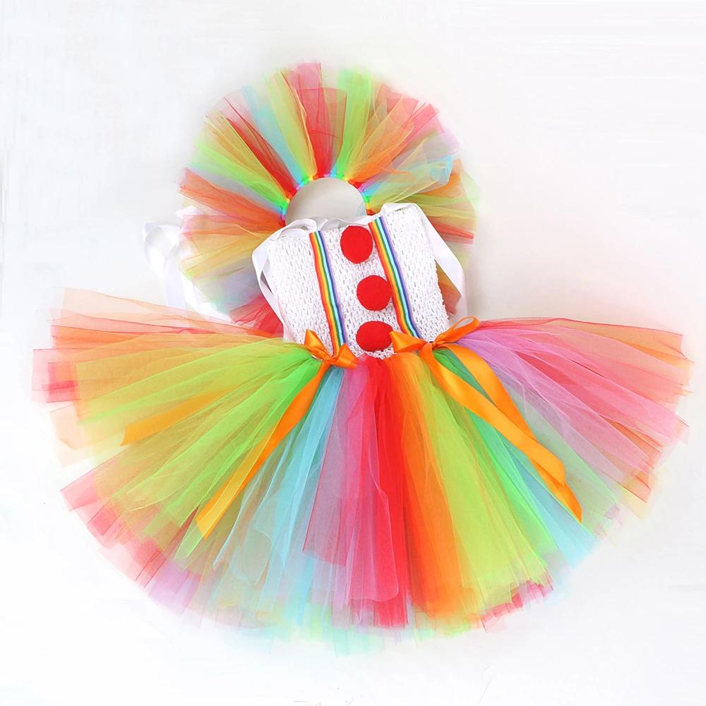 Costumes de Clown Pennywise arc-en-ciel pour filles, robe Tutu d'halloween de Clown de cirque pour e