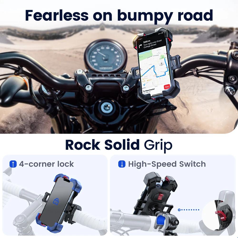 Joyroom-Support de téléphone portable antichoc pour vélo et moto, vue à 360 °, support de téléphone 