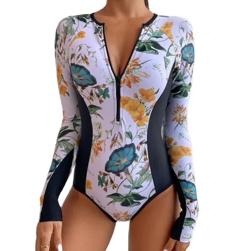 Maillot de bain une pièce sportif pour femmes - Body manches longues surf 2026