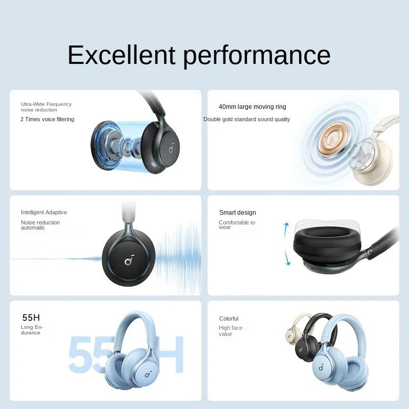Anker SoundCore Space One /Hires/LDAC/Bluetooth Écouteurs sans fil à réduction de bruit active