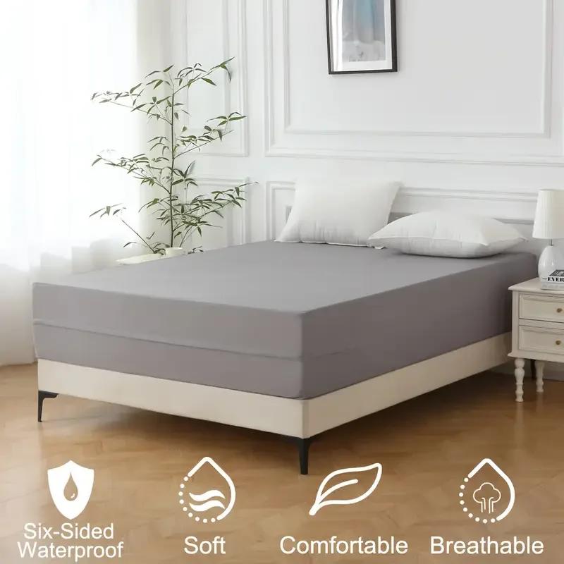 Protecteur de matelas imperméable à 6 côtés, enveloppe de matelas anti-poussière avec fermeture écla