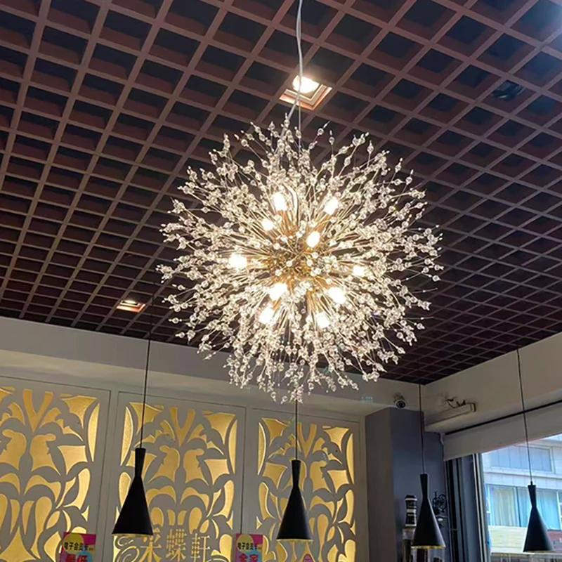 Lustre pissenlit doré moderne et luxueux, salon, salle à manger, chambre à coucher, étoile, boule de