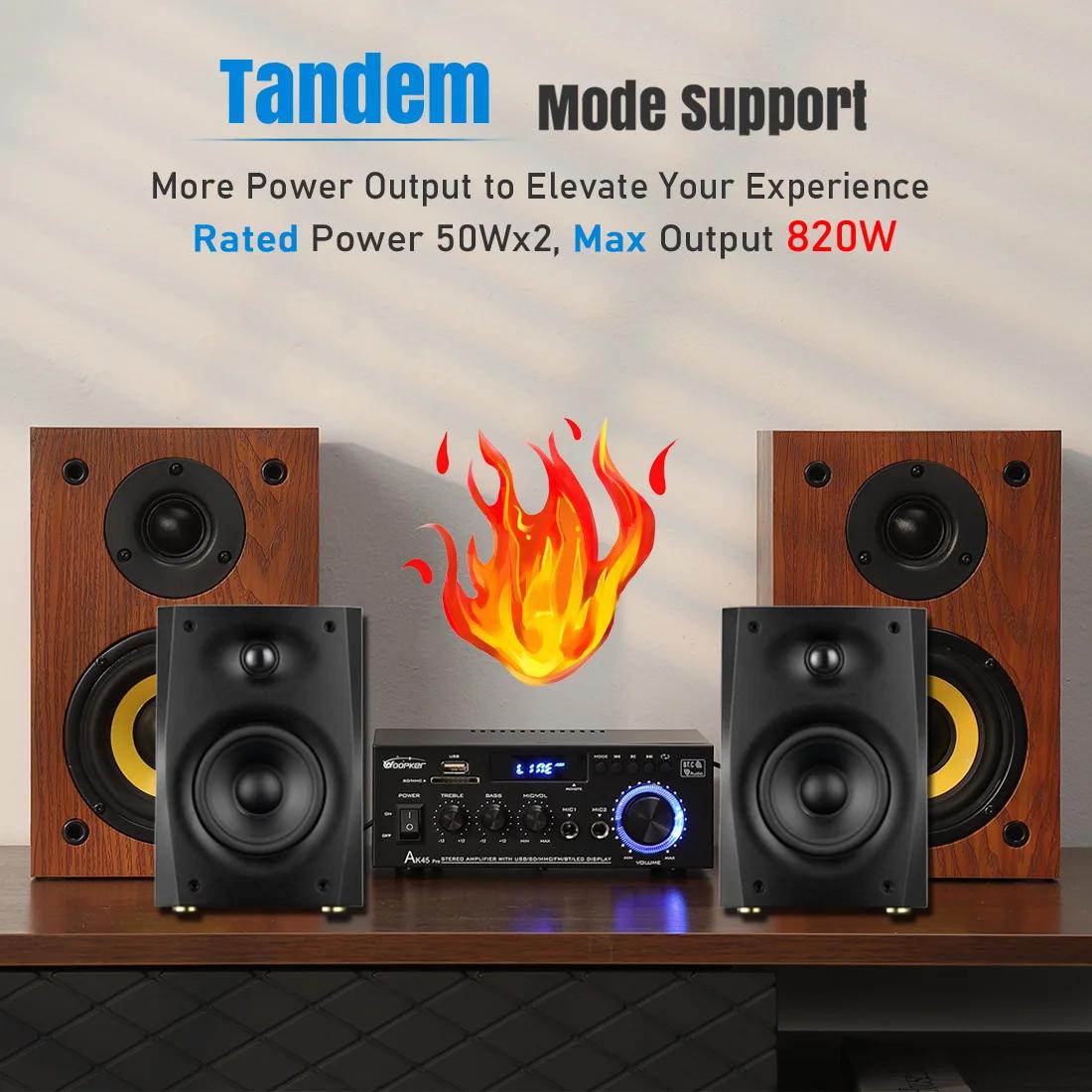 Woopker amplificateur de puissance stéréo AK45 Pro Max 820W 2 canaux Bluetooth 5.0 lecteur d'ampli H