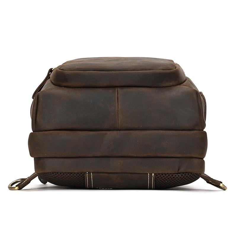 Sac de poitrine en cuir véritable pour homme, sac à bandoulière, sac à dos initié unique, sac de voy
