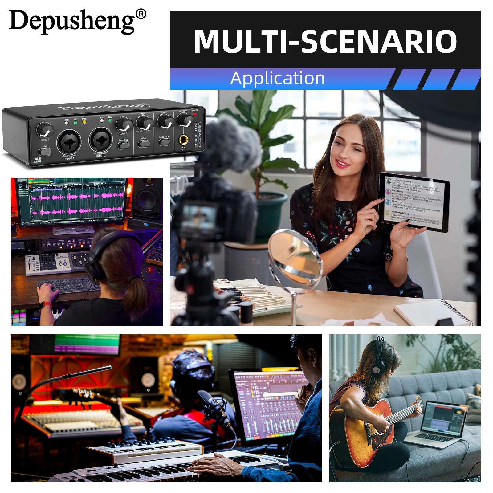 Interface Audio Depusheng MD22 carte son professionnelle avec surveillance guitare électrique enregi