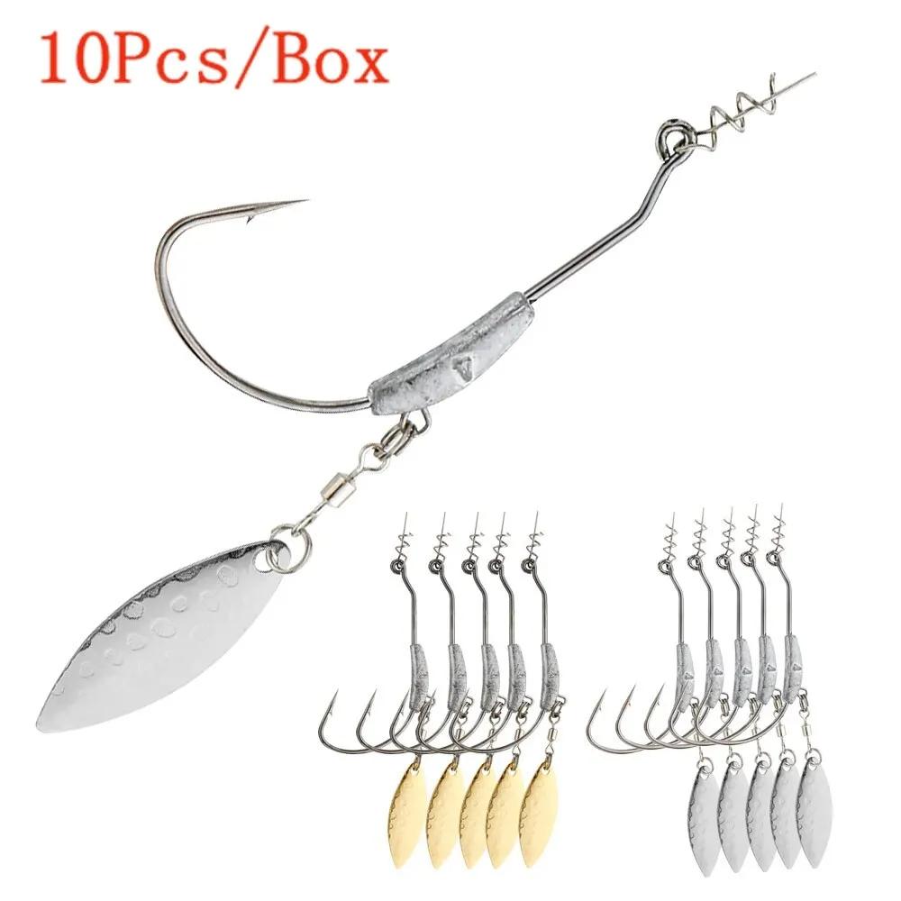 Hameçons de pêche en acier au carbone avec goupille de verrouillage Spinner, appâts souples, tête de