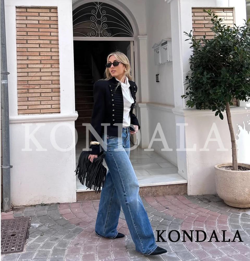 KONDALA Veste Slim Vintage Femme 2026 Nouvelles Tendances Printemps Vestes Napoléon Élégantes pour D