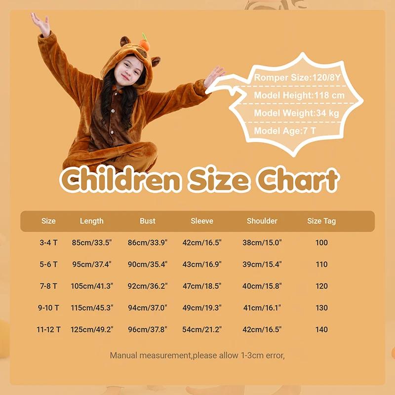 MICHLEY Carnaval Capybara Flannel Blanket Sleepers Onesie Hooded Children Costume Clothes Jumpsuit S