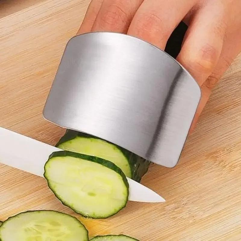 Outil de cuisine en acier inoxydable, protection des doigts et des mains, couteau coupé en tranche, 
