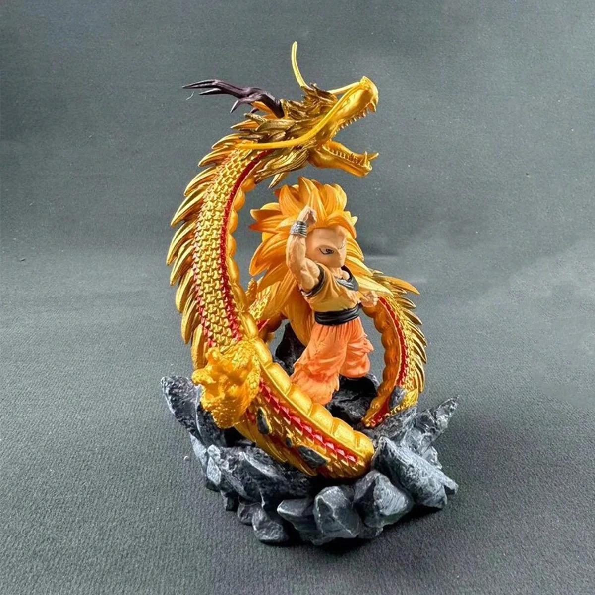 Q Version Dragon Ball Z Figure Ssj3 Goku figurines Dragon poing Explosion 14CM PVC GK Statue modèle 