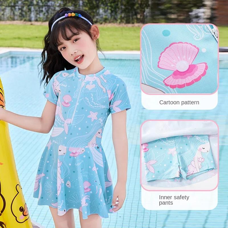 Maillot de bain enfant dauphin bleu dessin animé 2-14 ans vacances piscine mer été fille