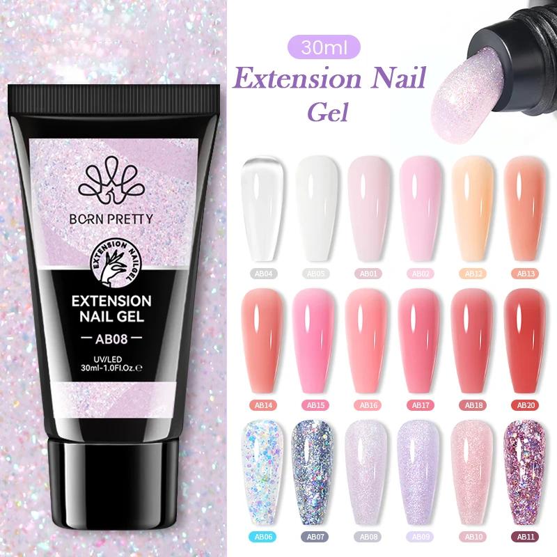 BORN PRETTY 30ml paillettes Gel acrylique Extension de doigt vernis à ongles argent rose Extension G