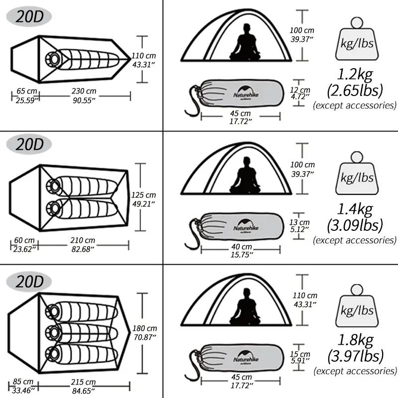 Natureifa-Tente de camping ultralégère Cloud Up 1 2 3 , double couche, étanche, pour randonnée en pl
