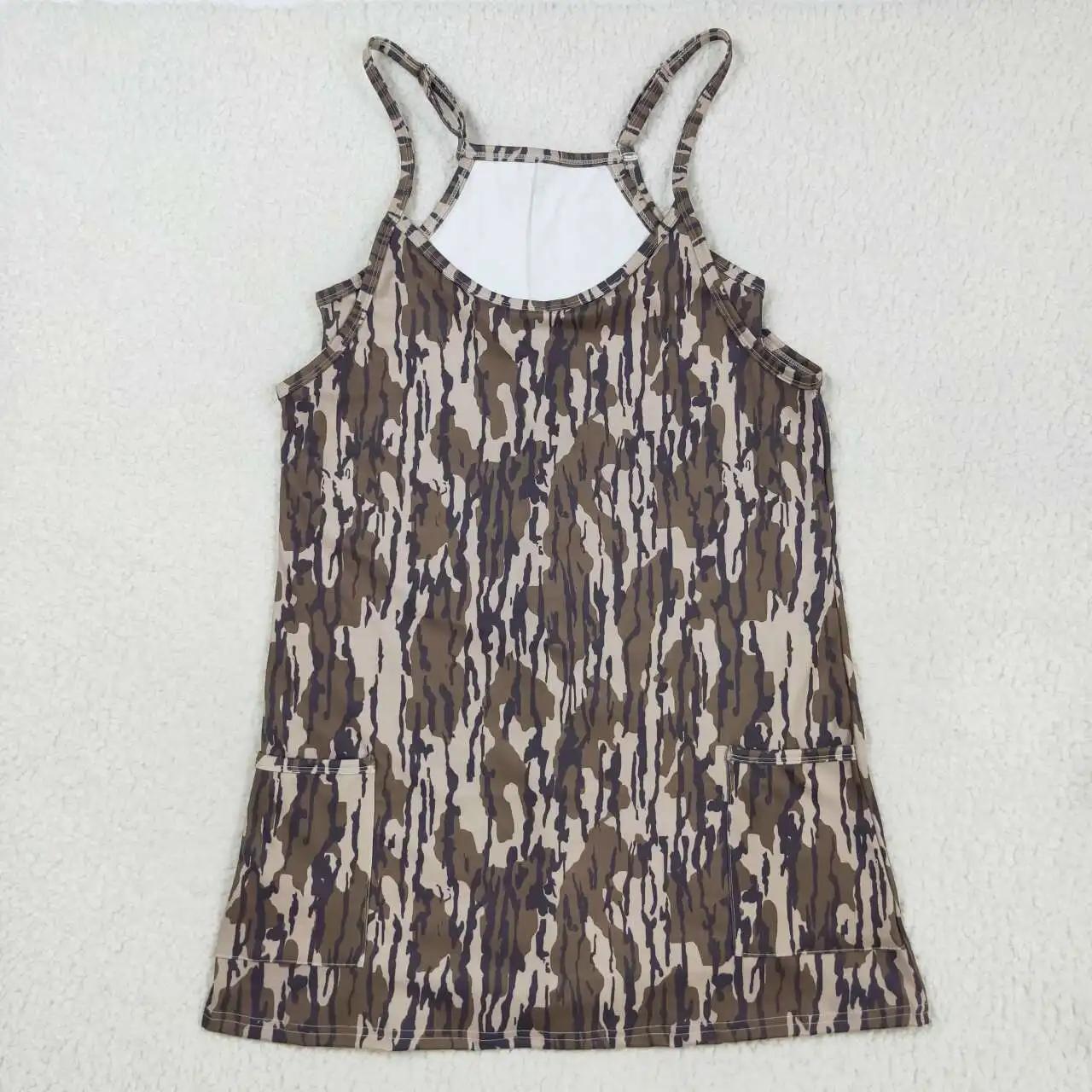 Shorts de camouflage pour femmes adultes avec poches, robe de yoga active à bretelles, tenue décontr