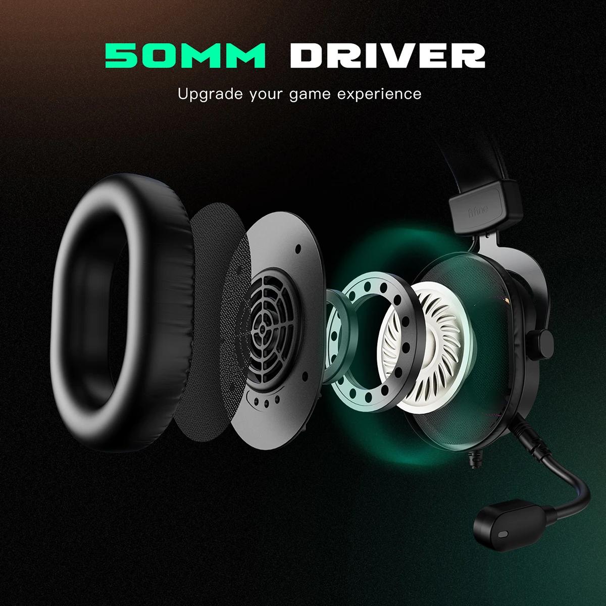 Fifine – casque de jeu dynamique RGB, avec micro, sur-oreille, son Surround 7.1, PC PS4, PS5, 3 Opti