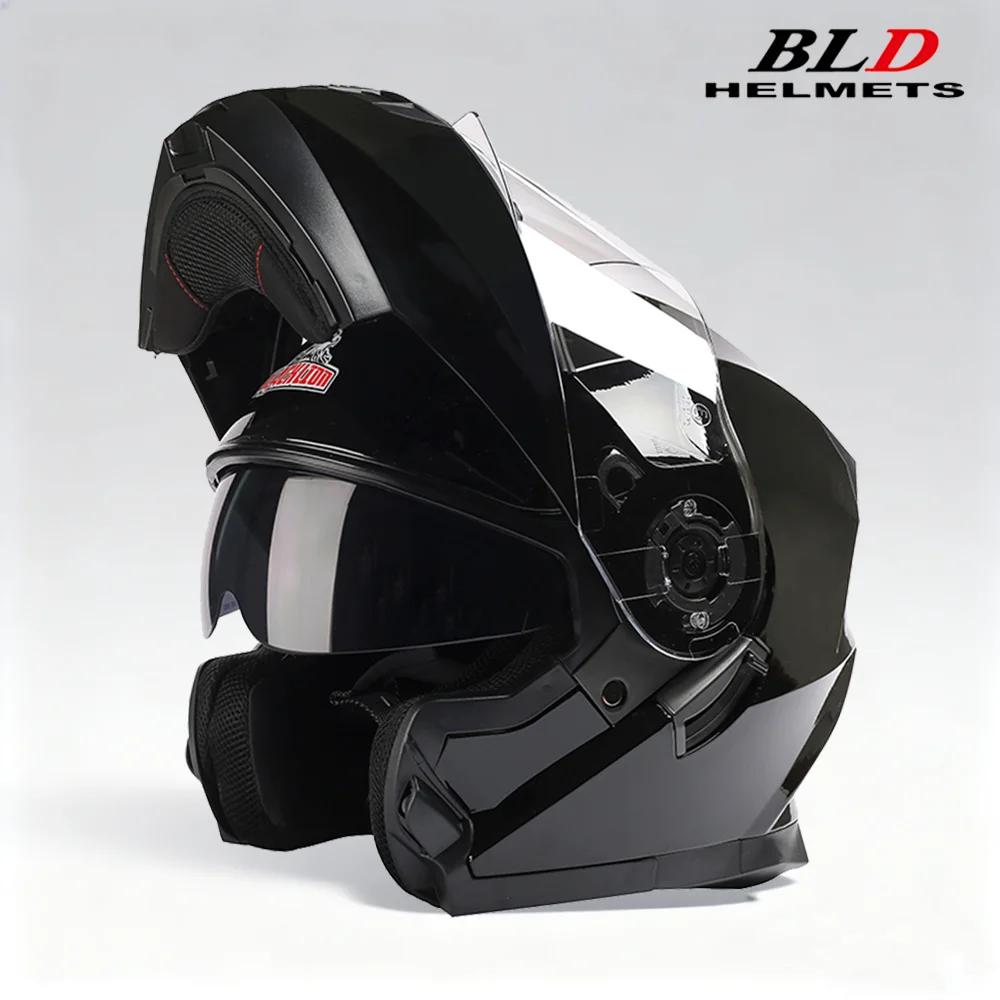Casque de moto avec lentille solaire intérieure, casque de vélo, rabattable, modulaire, puzzles de m