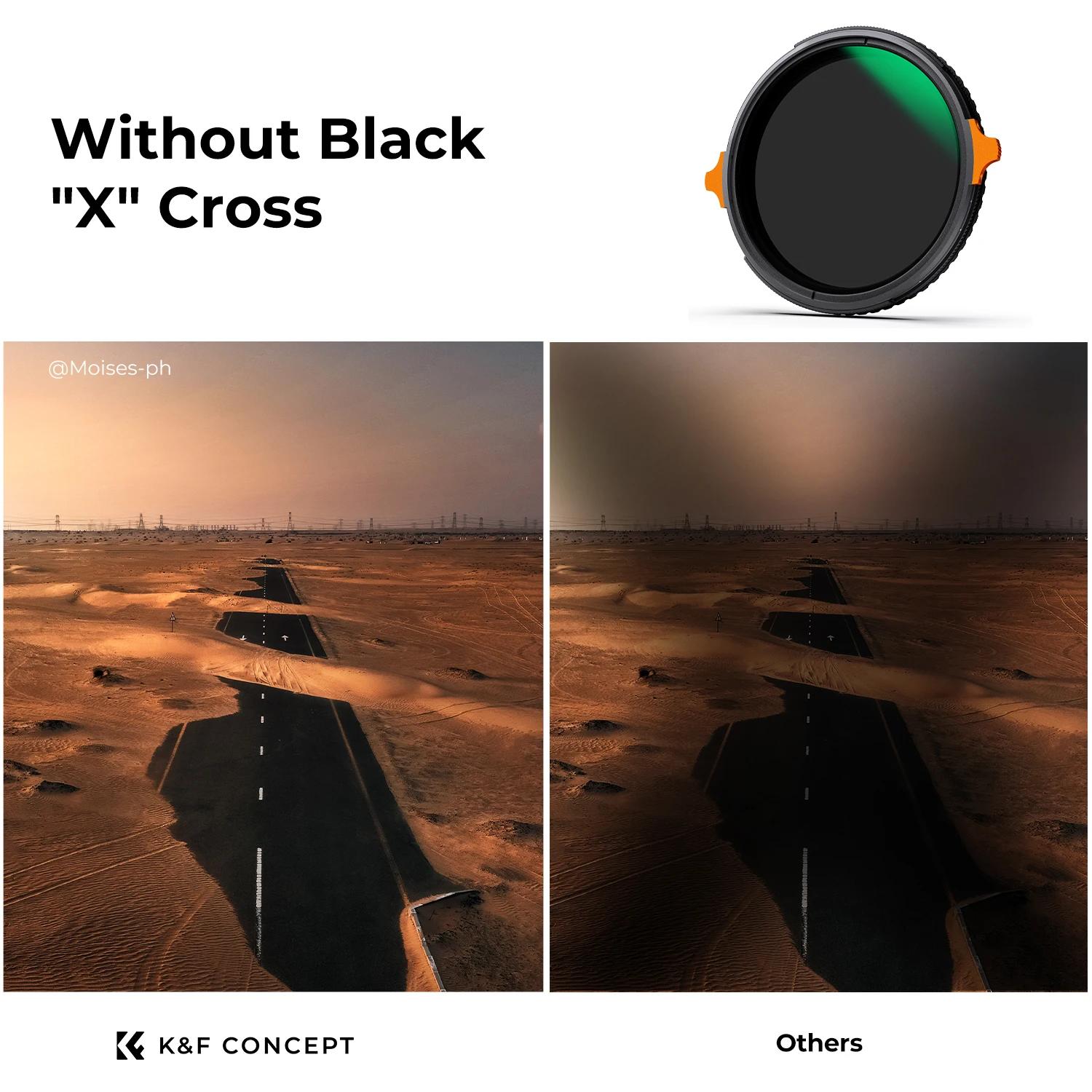 K & F CONCEPT Nano-X série 2in1 filtre polarisant circulaire Variable ND + CPL 37-82mm ND4 à ND64 fi