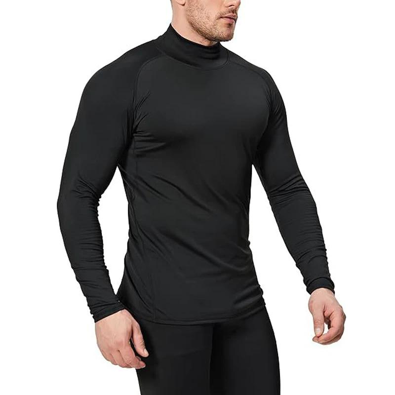 Chemise de compression à manches longues pour hommes, haute élasticité, chaleur musculaire, haut de 