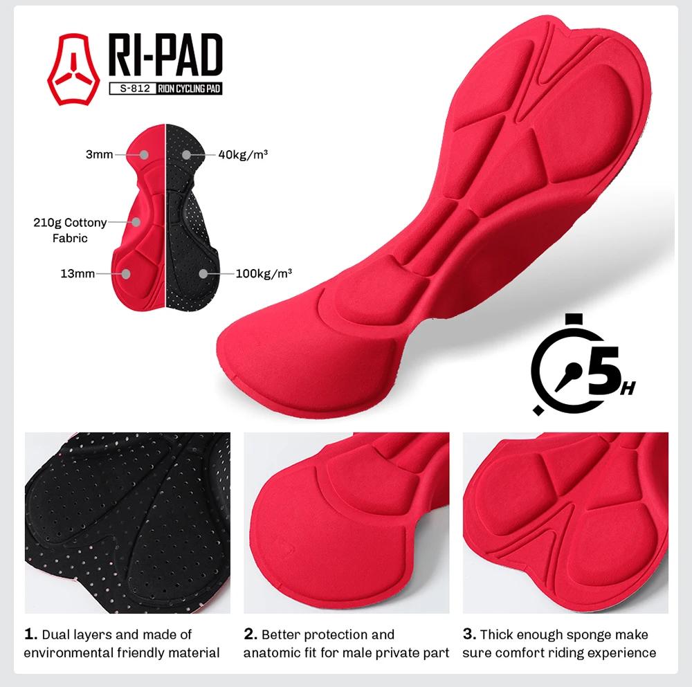 RION – Shorts de cyclisme pour hommes, pantalons de motard sur route Pro, vtt, rembourré, collant de