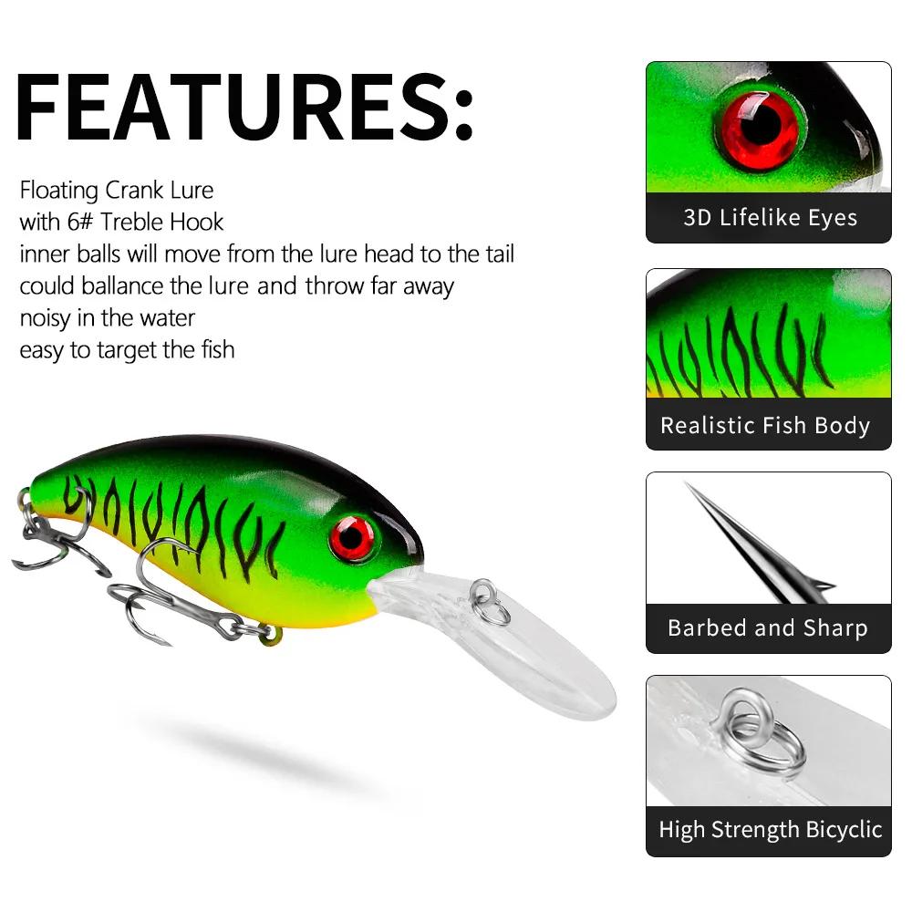 Leurre méné rigide de type crankbait pour la pêche à la traîne en mer, appât Élde plongée rapide pou