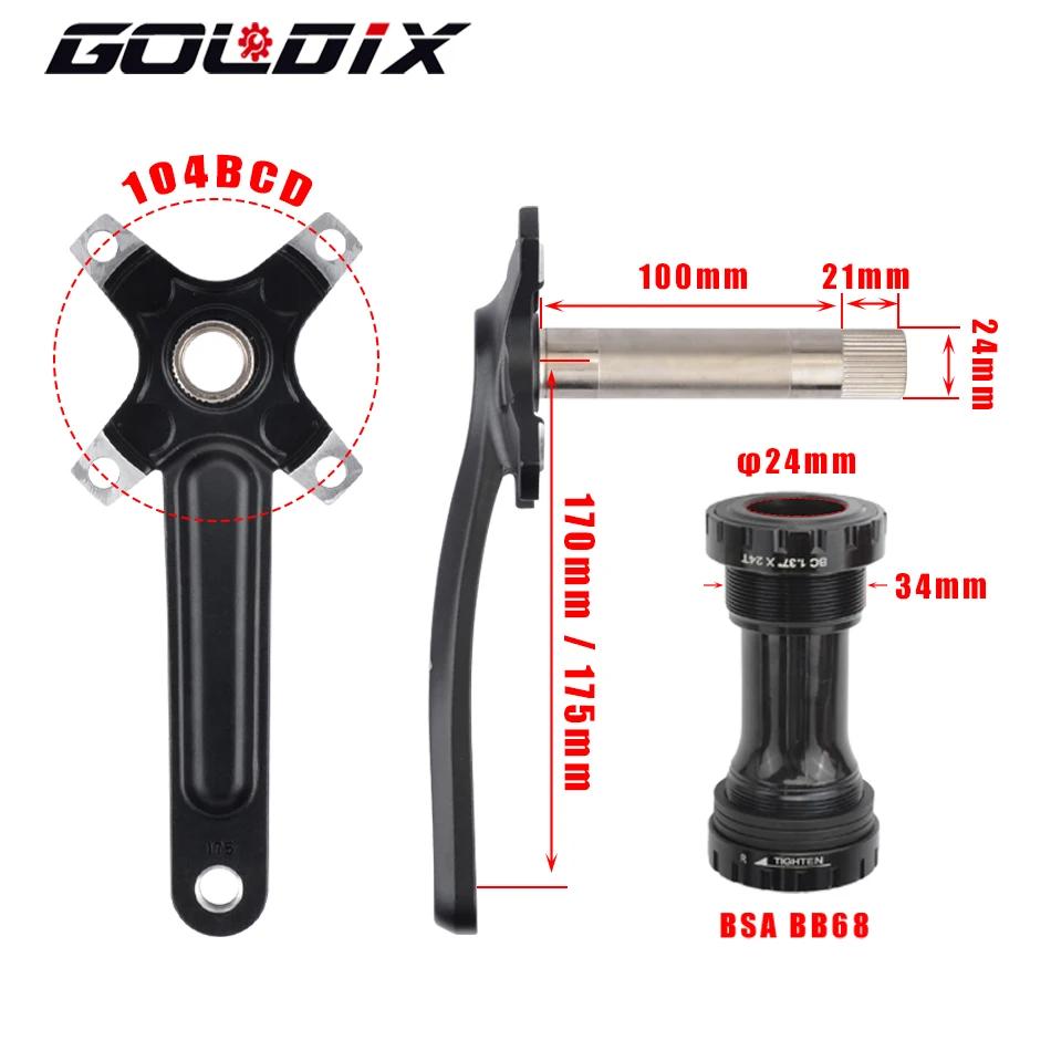 GOLDIX – plateau de manivelle de vélo 104BCD, en alliage d'aluminium avec fond de 170mm, plaque noir