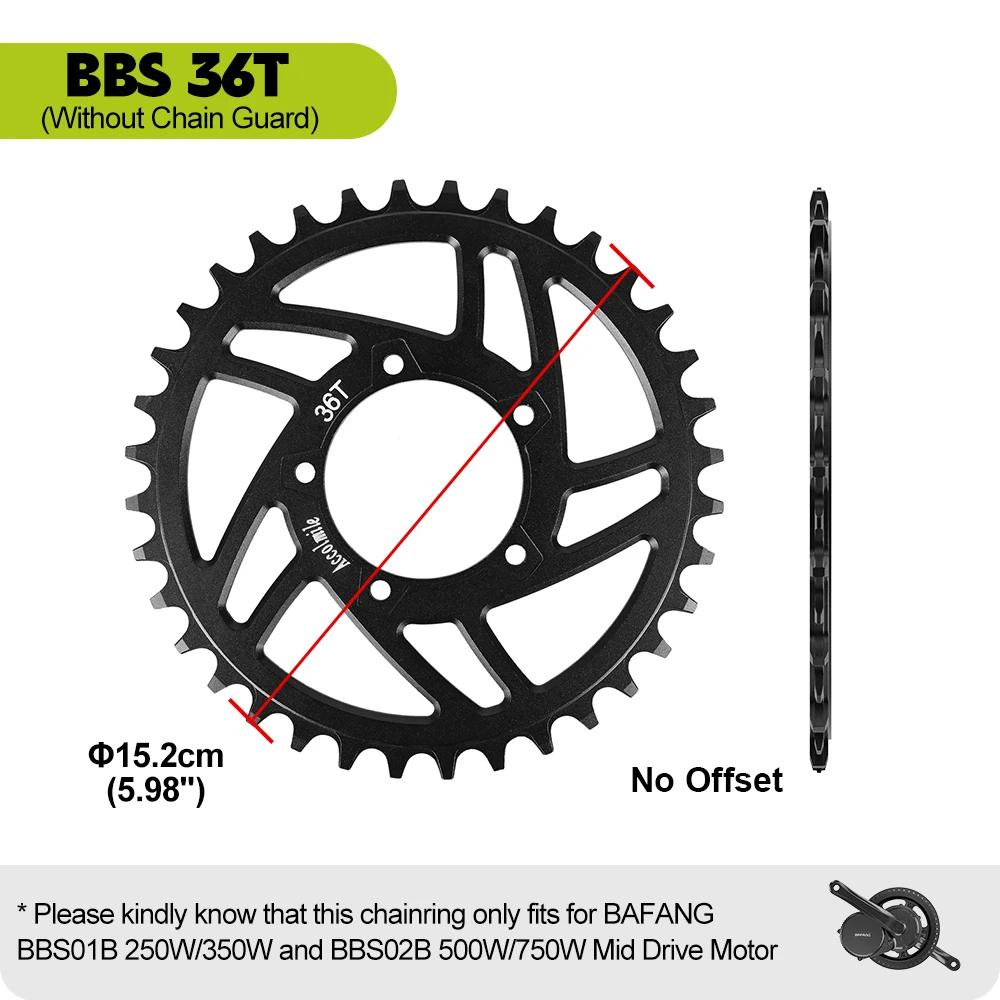 36T pignon de plateau BAFANG moteur roue à chaîne pour BBS01 BBS01B BBS02 BBS02B 250W 350W 500W 750W