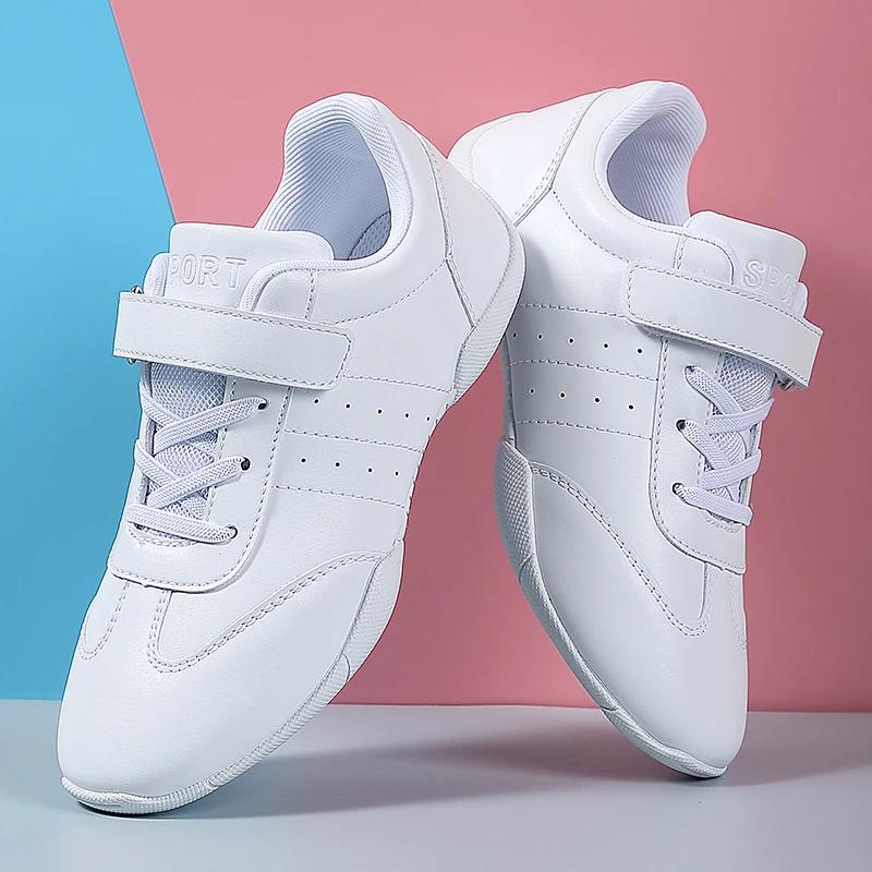 Chaussures de danse blanches pour cheerleading, pour tout-petits, jeunes filles, antidérapantes, bas