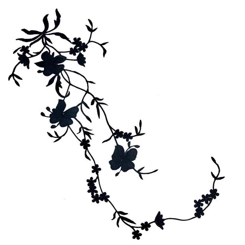 51*17 CM/patch thermocollant à appliques florales, tissu de fleurs de pensée broderie fer sur patchs