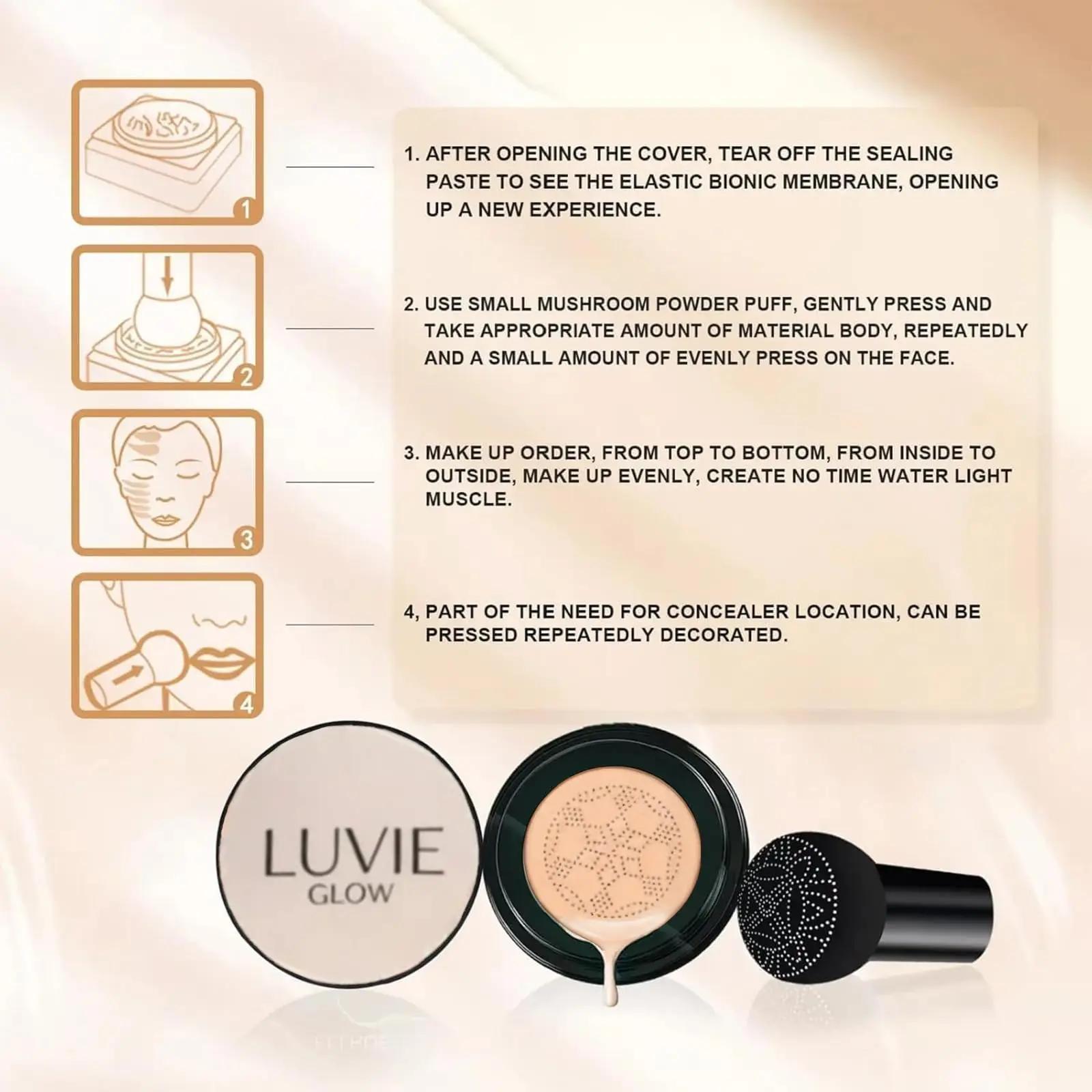 Luvie Glow fond de teint coussin tête de champignon coussin d'air CC crème BB crème visage fond de t