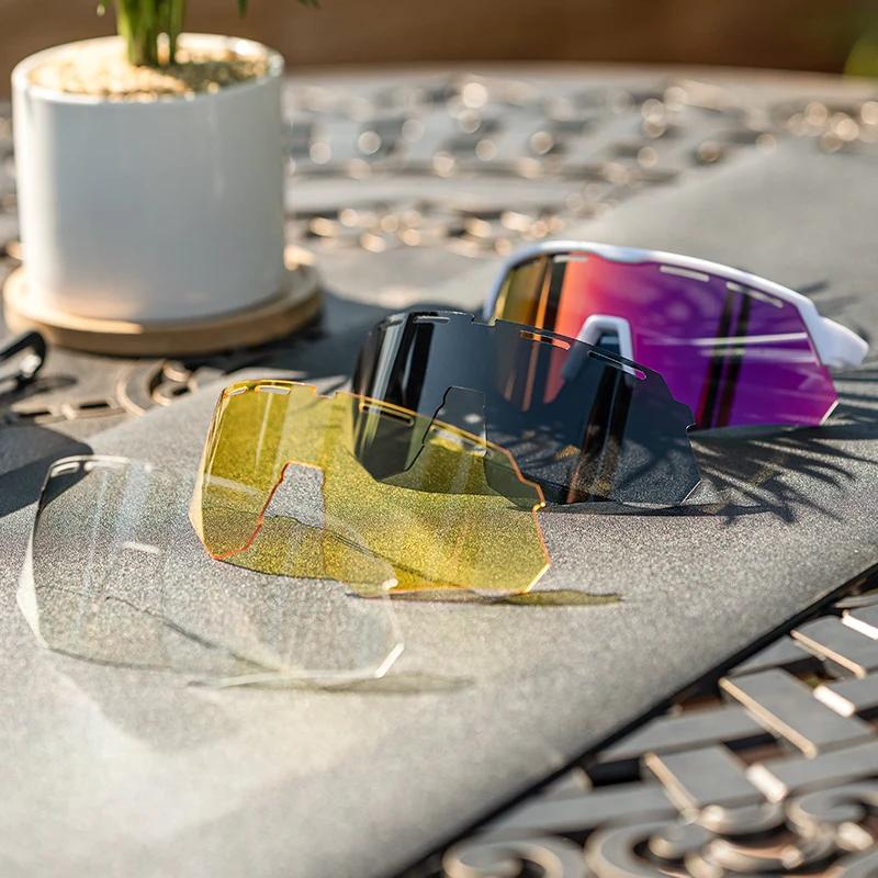 ROCKBROS – lunettes de vélo polarisées pour hommes et femmes, 4 lentilles, vtt, cyclisme sur route, 