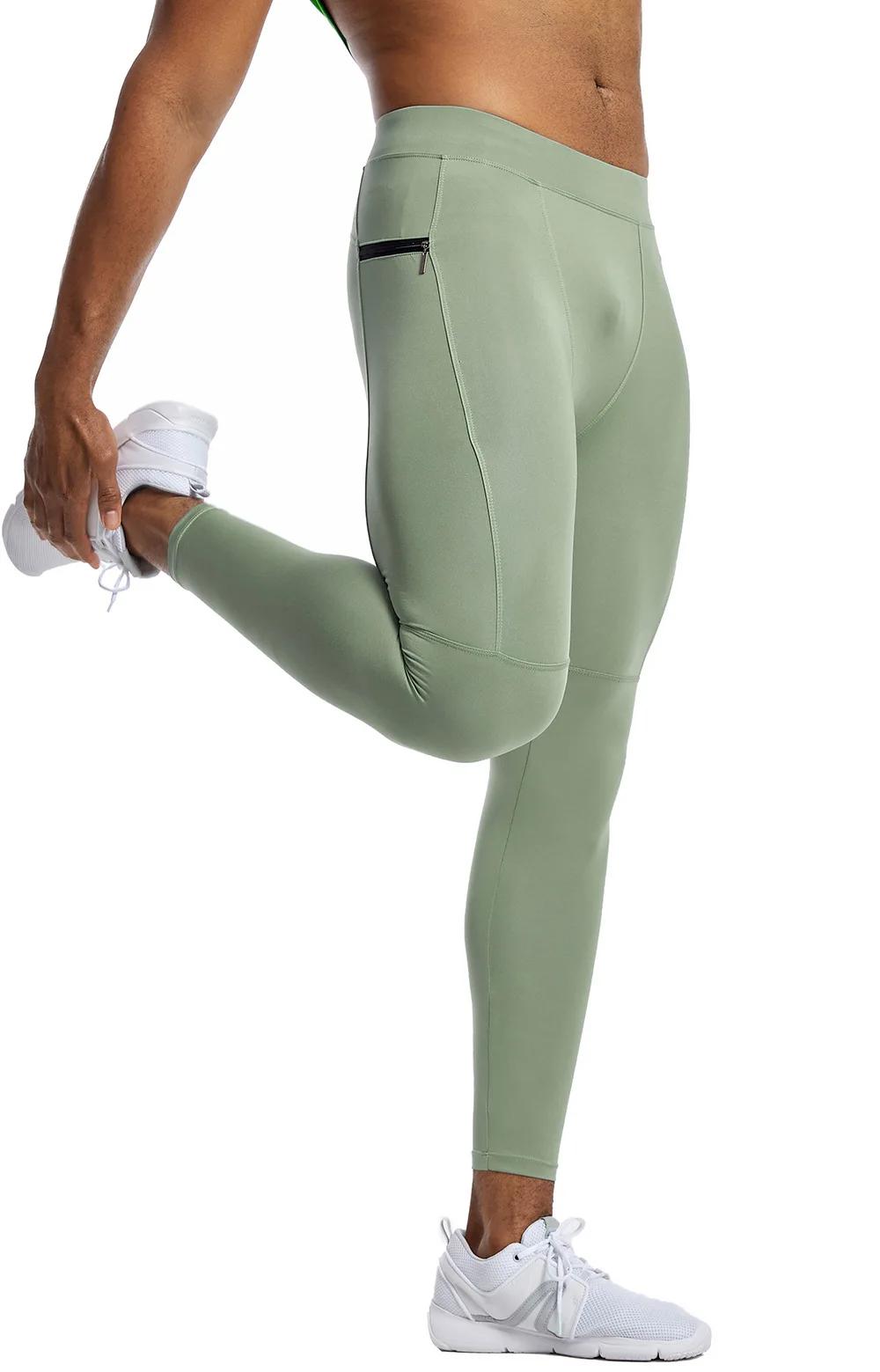Leggings de course pour hommes, collants avec poche zippée, pantalons de Compression de haute qualit