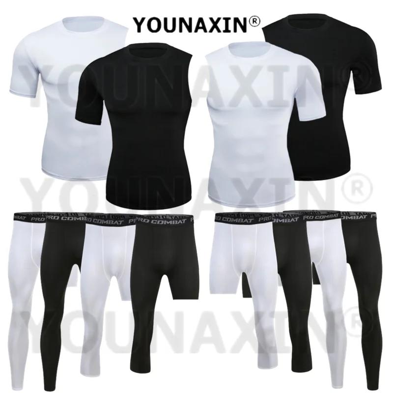 Leggings courts hommes et T-shirts manches un bras - Sport fitness basket yoga course à pied tailles S à 3XL