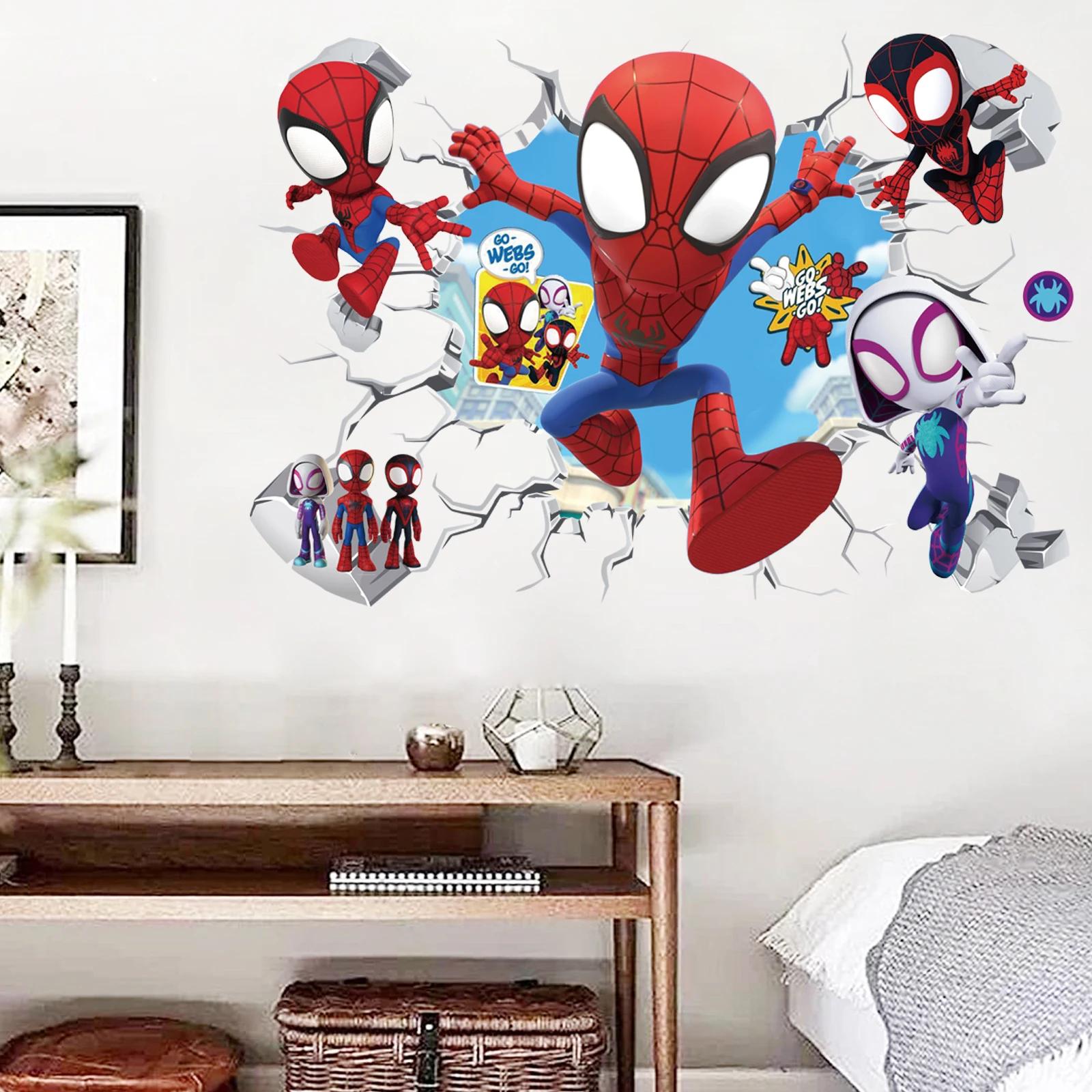 Mignon mini Spiderman Super héros Stickers muraux pour chambre d'enfants décoration maison chambre P