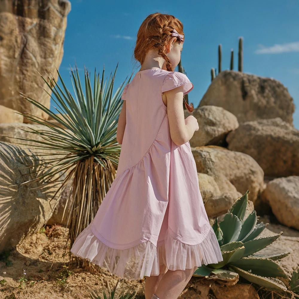 Robes de princesse d'été en maille pour filles Dave Bella, 7-13 ans, robe de fête à manches courtes 