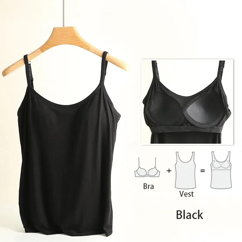 M-3XL pour 35-85kg Modal grande taille Camisole débardeur avec tasse fixe poitrine rembourrée vêteme
